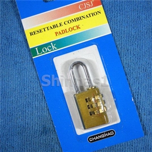 กุญแจล็อกด้วยเลขรหัส 3 แถว ทำจากทองเหลือง ขนาดเล็ก